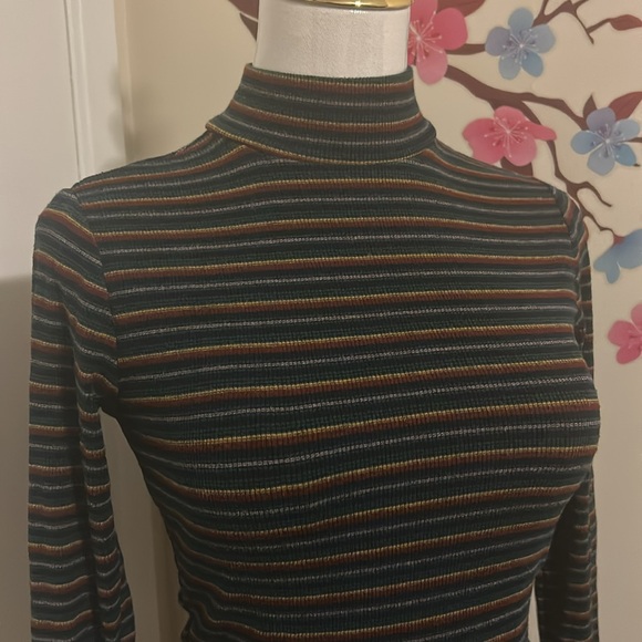 Garage | Stripped Long Sleeve Top with High Neck Size Small - Picture 2 of 5